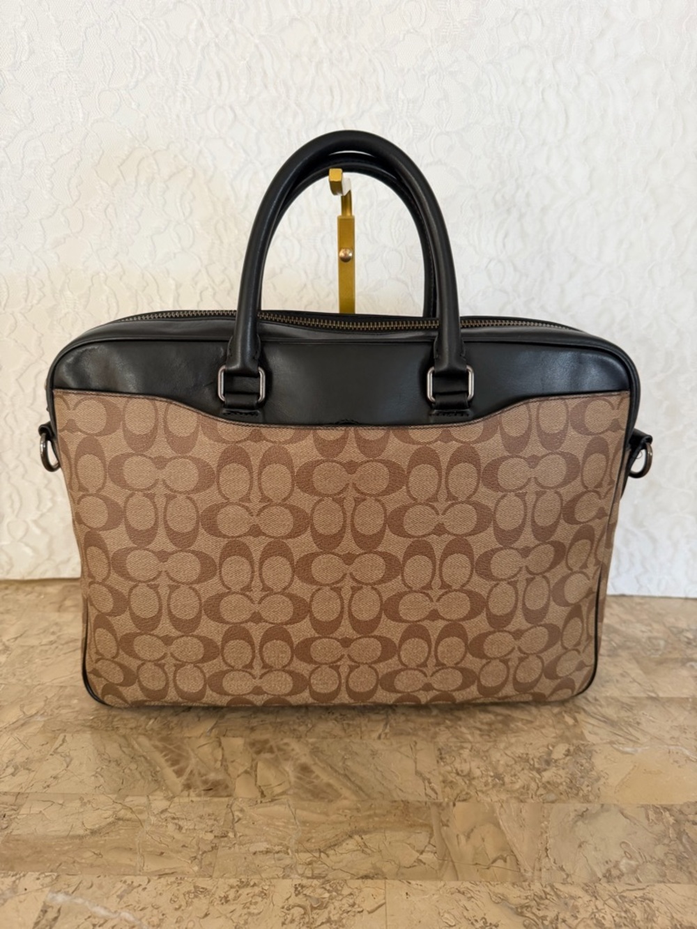 COACH Beckett Men's Black/brown coated canvas briefcase F72978 - Picture 5 of 13